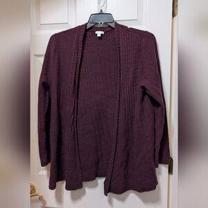 J.Jill Chunky Cable Knit Cardigan Sweater Womens L Long Sleeve Cotton